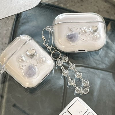 Elle Belle/ Silver & Blue Marbling Airpods Case/ Airpods Pro/ Airpods 3