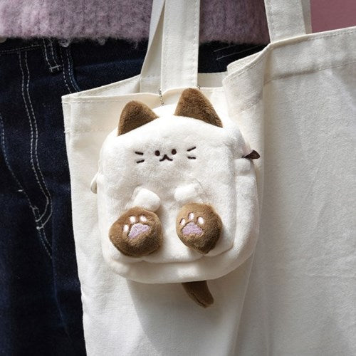 PINKFOOT/ meow meow square pouch/ ivory