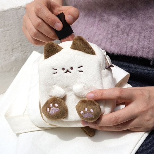 PINKFOOT/ meow meow square pouch/ ivory