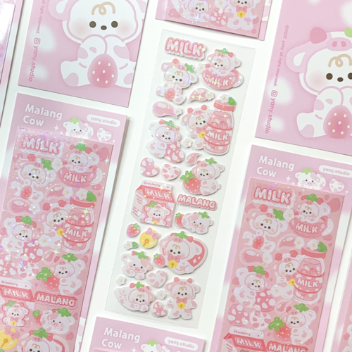 Yany Studio / Malang Cow - Strawberry Milk Flavour stickers