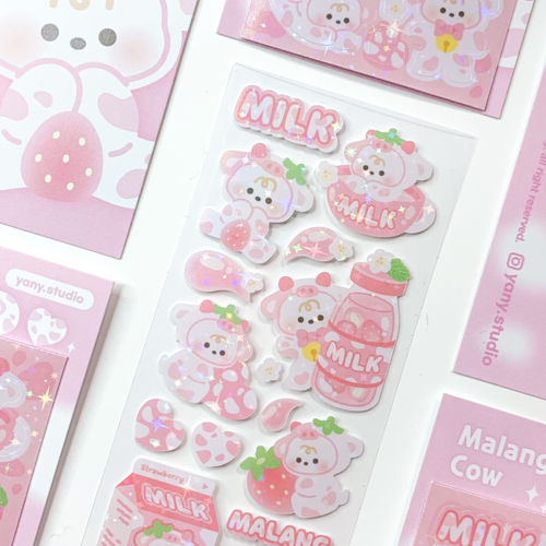 Yany Studio / Malang Cow - Strawberry Milk Flavour stickers