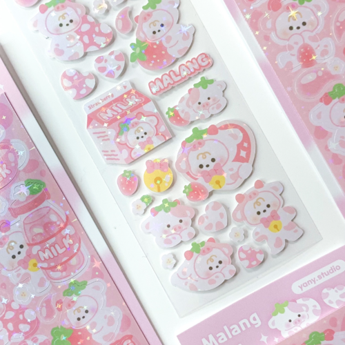 Yany Studio / Malang Cow - Strawberry Milk Flavour stickers