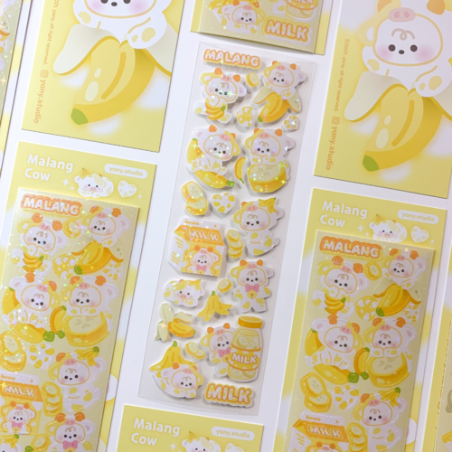 Yany Studio / Malang Cow - Banana Milk Flavour stickers 貼紙