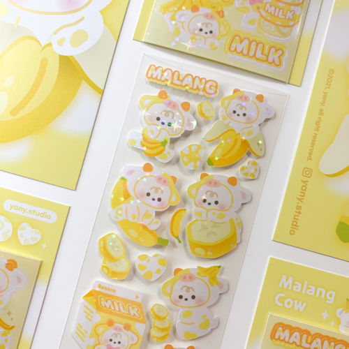 Yany Studio / Malang Cow - Banana Milk Flavour stickers 貼紙