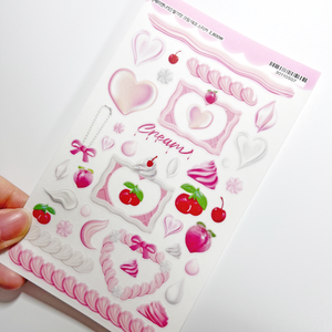 Cherry&Night/ strawberry cream deco stickers