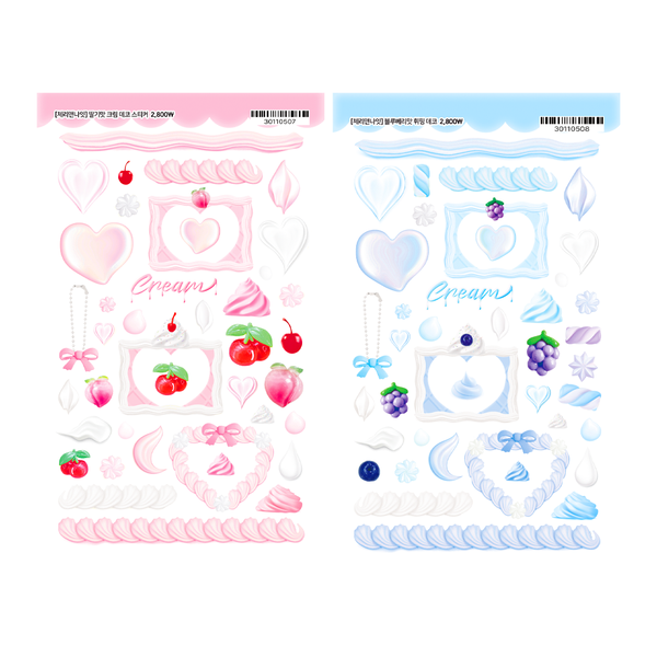 Cherry&Night/ blueberry cream deco stickers