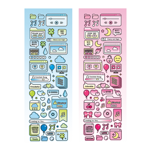 Cherry&Night/ pastel window stickers - blue