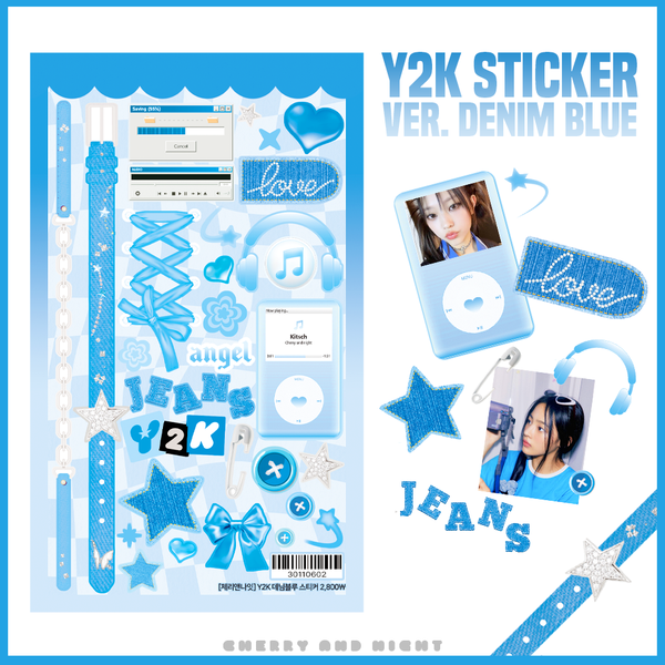 Cherry&Night/ Y2K denim blue stickers