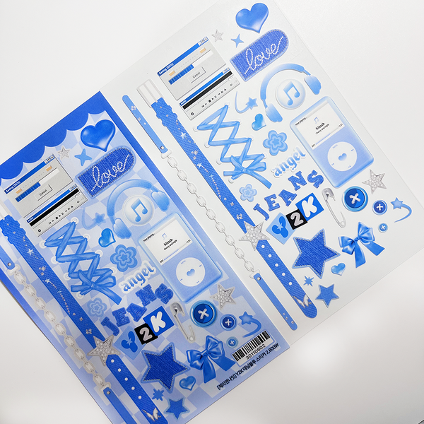 Cherry&Night/ Y2K denim blue stickers