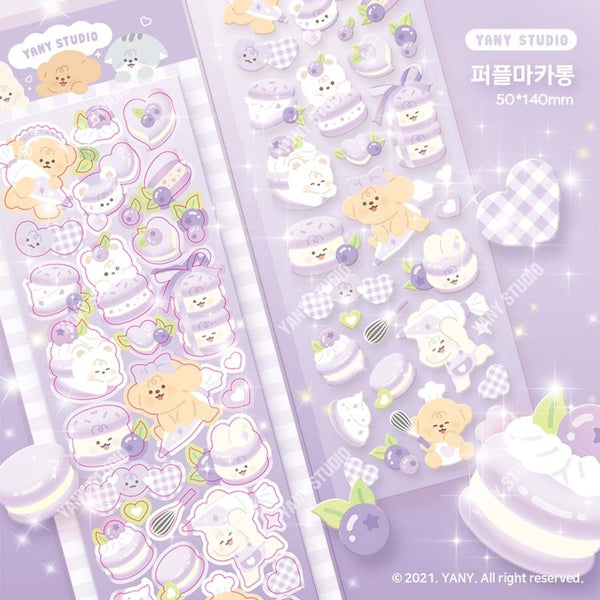 yany studio / Purple Macaron stickers 貼紙.