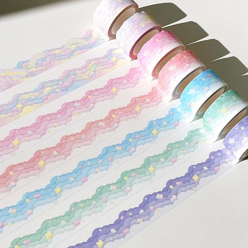 dalpong store / Glitter Cloud Wave Masking Tape < Set of 7 > 紙膠帶 套裝