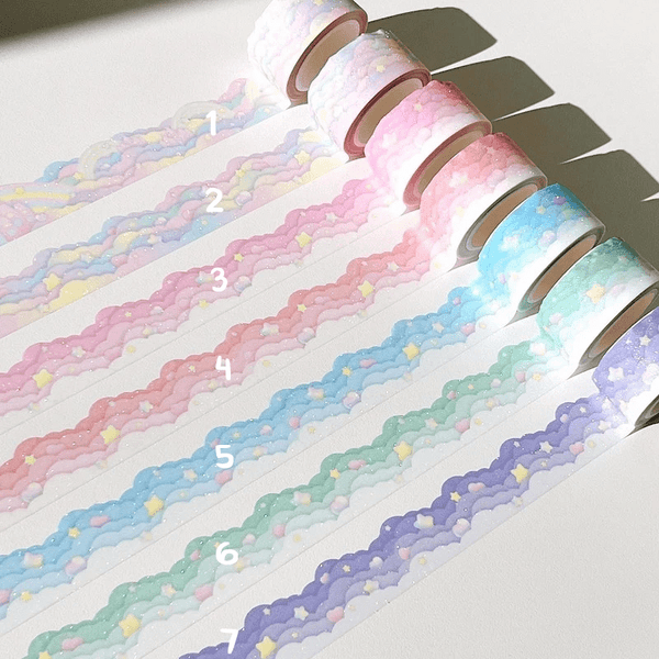 dalpong store / Glitter Cloud Wave Masking Tape  紙膠帶 (共７款) 單卷