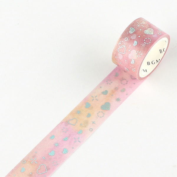 BGM / Macaroon Galaxy Pink Heart 20mm 和紙膠帶