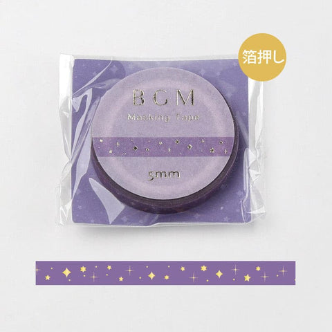BGM / Life Foil Stamping Purple Star Night  5 mm 和紙膠帶 