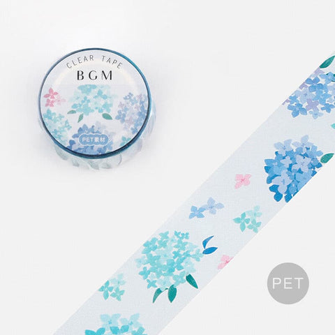 BGM /  Clear Tape - Blue Flower  20mm PET膠帶