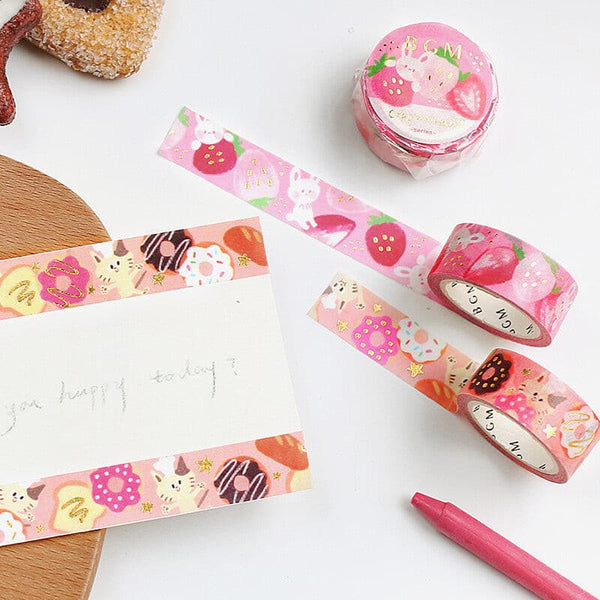 BGM / Washi Tape Crayon Land -Strawberry 15mm 和紙膠帶