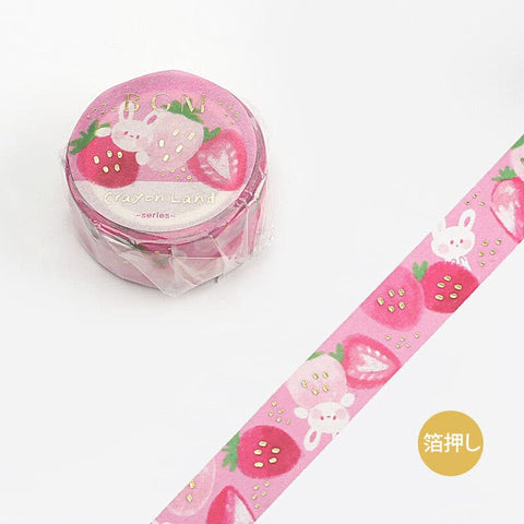 BGM / Washi Tape Crayon Land -Strawberry 15mm 和紙膠帶