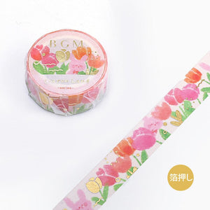 BGM / Washi Tape Crayon Land - Tulips 15mm 和紙膠帶