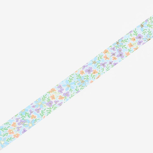 BGM / Washi Tape Life Foil Stamping Flower Garden Blue 20mm 和紙膠帶