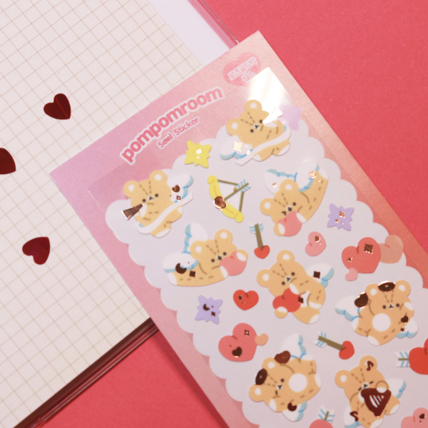 pompomroom/ cupid teddy rose gold stickers 貼紙