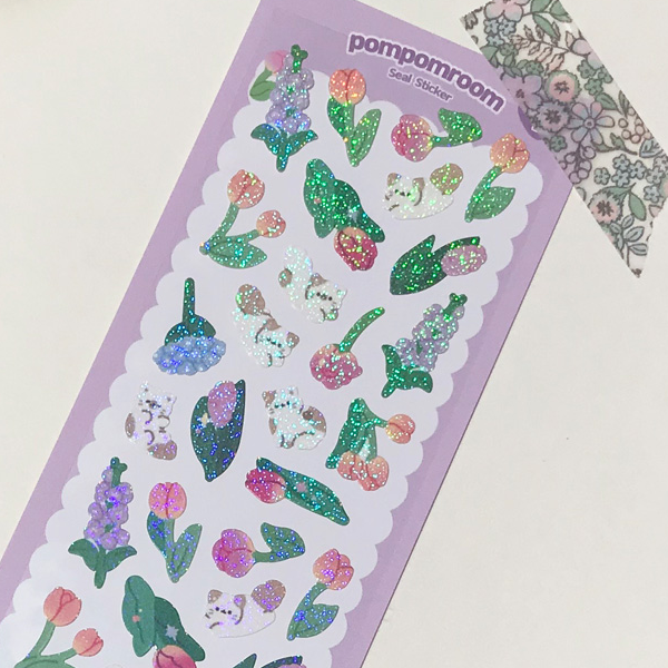 pompomroom/ purple flower garden stickers 貼紙