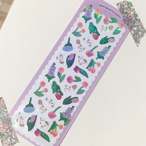 pompomroom/ purple flower garden stickers 貼紙
