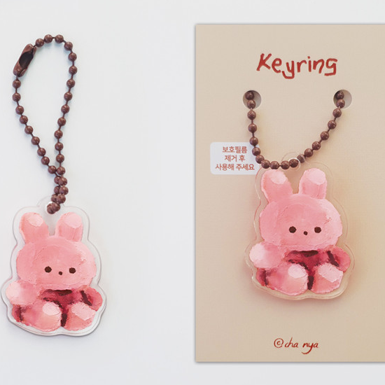 Cha_nya/ Rabbit and Cat Keyring (2款)