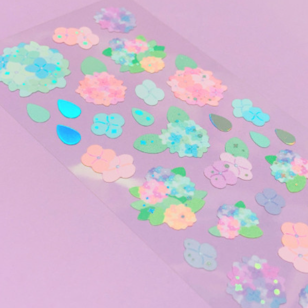 manta box /Hydrangea Glittering sticker 貼紙