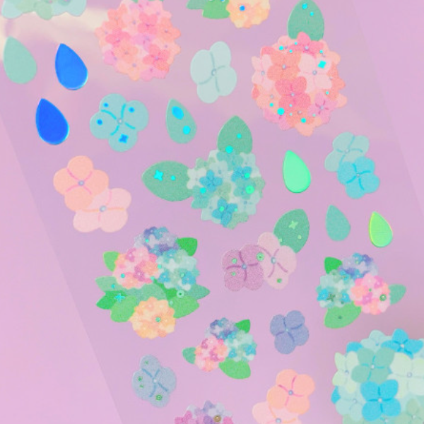 manta box /Hydrangea Glittering sticker 貼紙