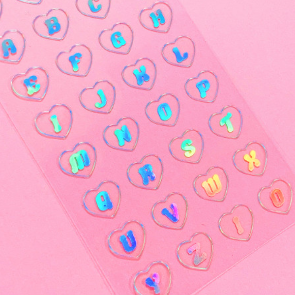 manta box / Transparent Heart Alphabet Clear sticker 貼紙