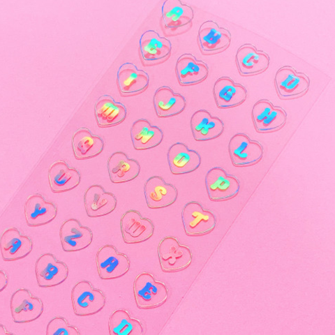 manta box / Transparent Heart Alphabet Clear sticker 貼紙
