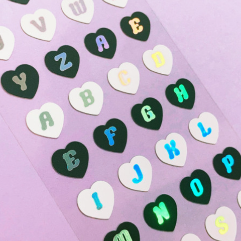 manta box / Glittering Heart Alphabet Mono sticker 貼紙