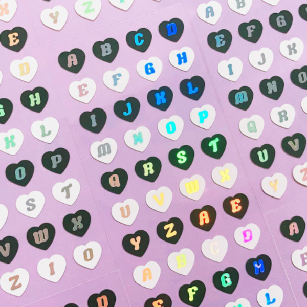 manta box / Glittering Heart Alphabet Mono sticker 貼紙