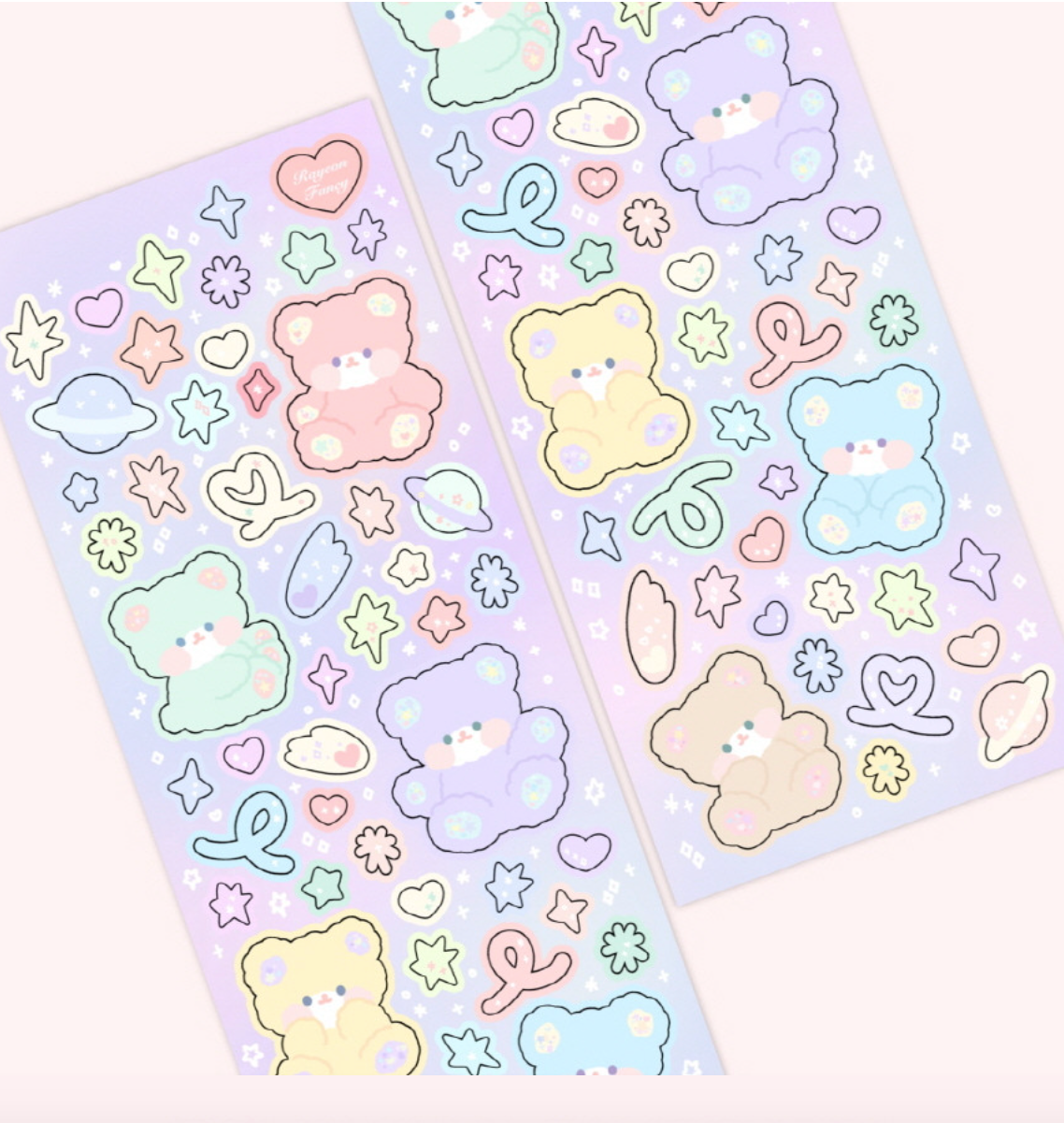 Rayeon Fancy / Pastel bear ver2 stickers - star coating.