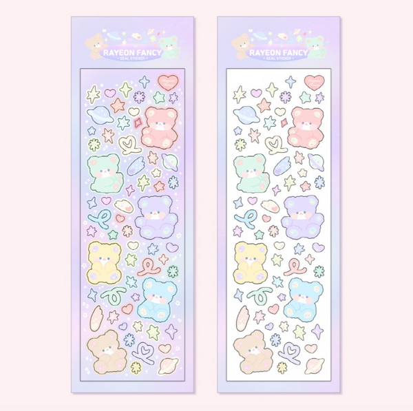 Rayeon Fancy / Pastel bear ver2 stickers - star coating.