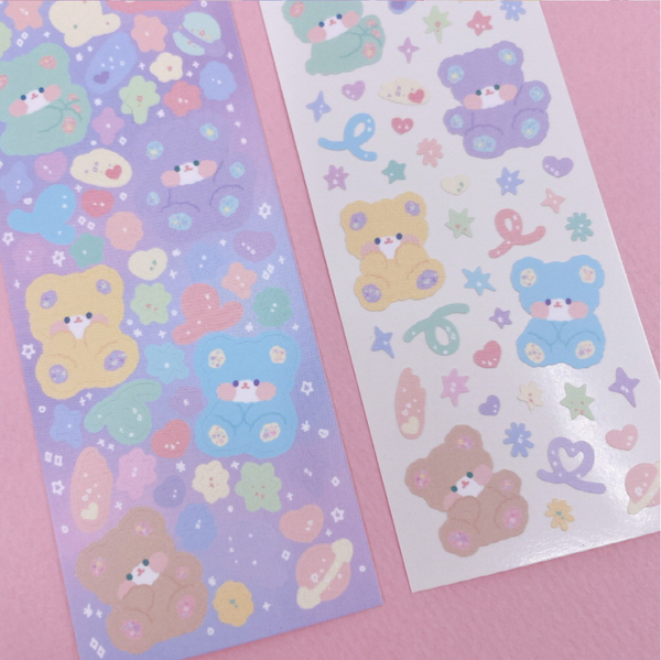 Rayeon Fancy / Pastel bear ver2 stickers - star coating.