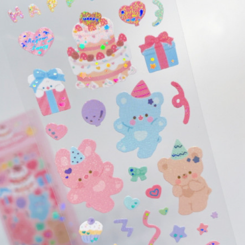 Rayeon Fancy / Happy Birthday stickers - Hologram Aurora 貼紙