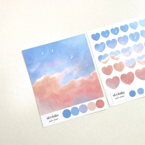 Skyfolio / heart stickers - pink cloud 貼紙