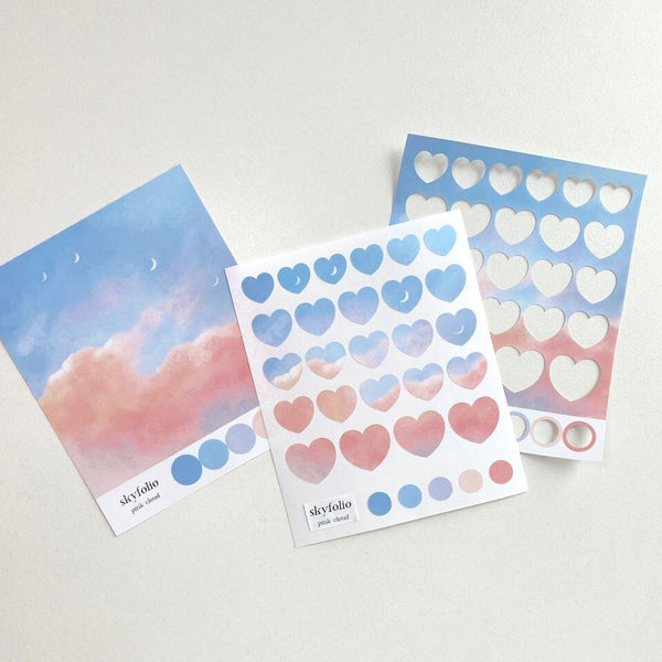 Skyfolio / heart stickers - pink cloud 貼紙