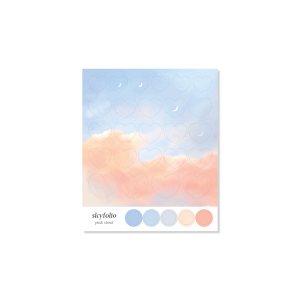 Skyfolio / heart stickers - pink cloud 貼紙