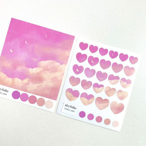 Skyfolio / heart stickers - fantasy pink