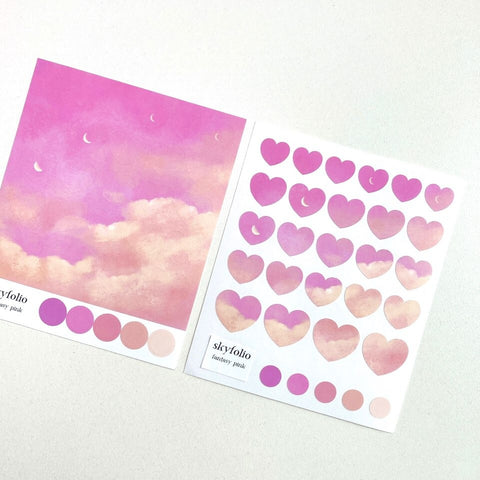 Skyfolio / heart stickers - fantasy pink