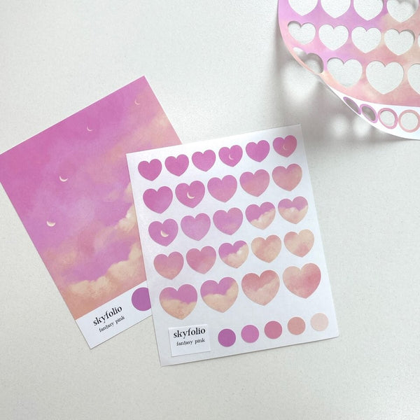 Skyfolio / heart stickers - fantasy pink