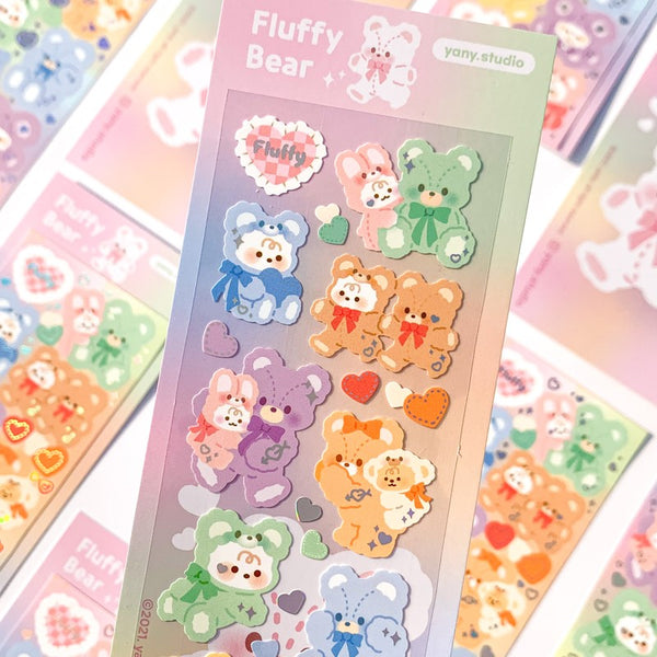 yany studio / Fluffy Bear stickers 貼紙