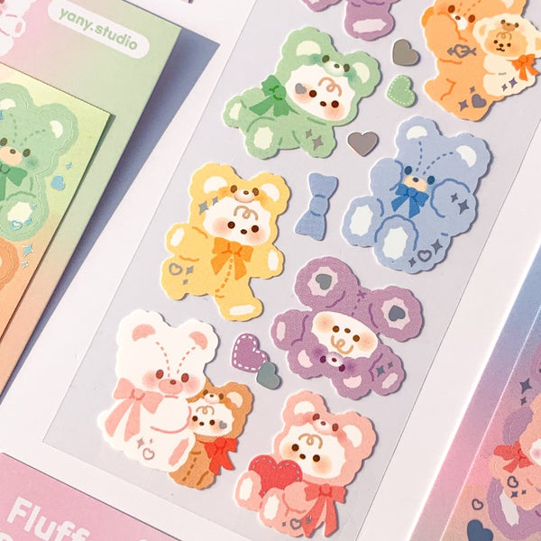 yany studio / Fluffy Bear stickers 貼紙