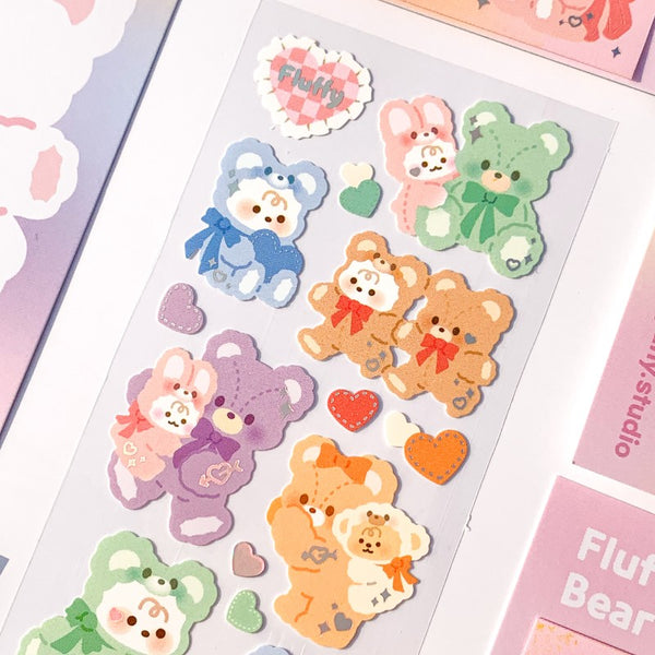 yany studio / Fluffy Bear stickers 貼紙