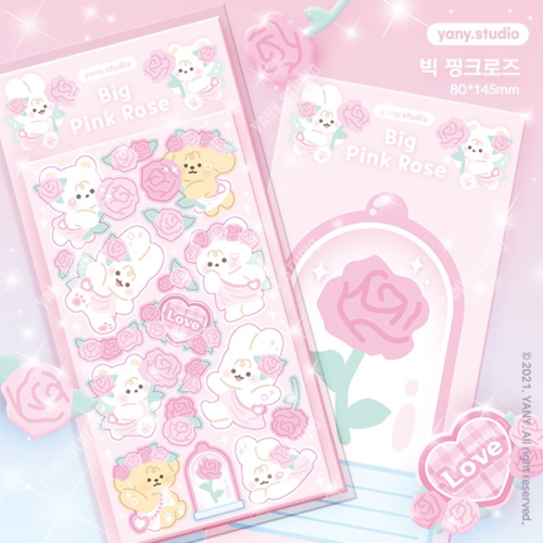 yany studio /  Big Pink Rose stickers 貼紙