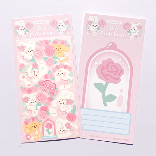 yany studio /  Big Pink Rose stickers 貼紙