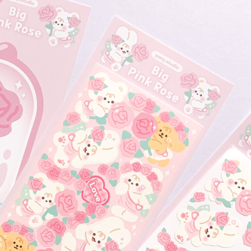 yany studio /  Big Pink Rose stickers 貼紙